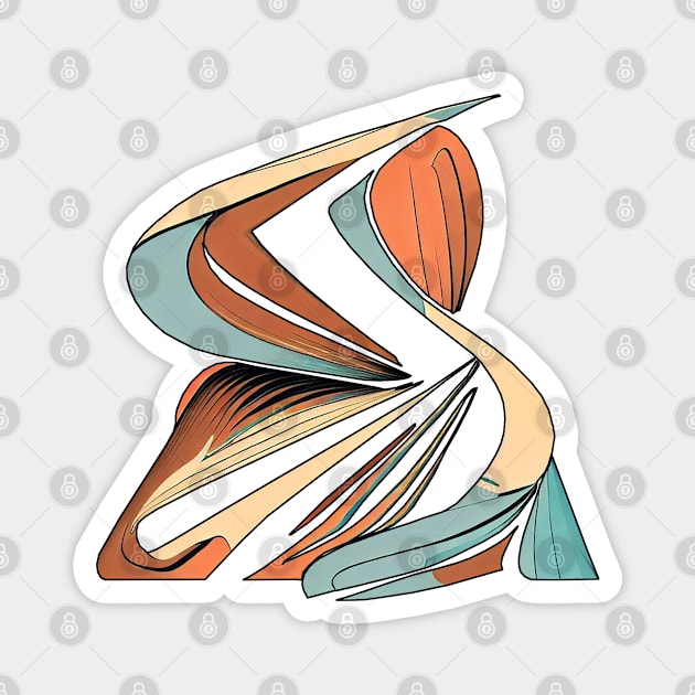 Modern abstract | Dancing curve | Red, Blue, and Orange Magnet by Horizon Line Apparel