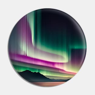 Minimalist Teal Purple Nature Night Sky Aurora Borealis Northern Lights Pin