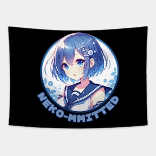 Japanese Anime Blue and White girl Tapestry