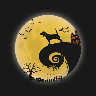 Beagle Dog Shirt And Moon Funny Halloween Costume T-Shirt