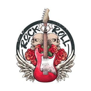 Lets Rock Rock&Roll Skeleton Hand Vintage Retro Rock Concert T-Shirt