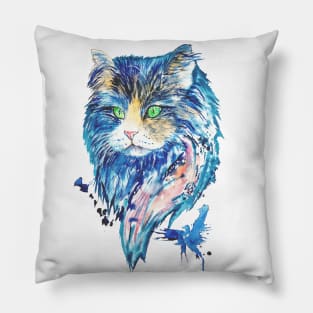 cat watercolor Pillow