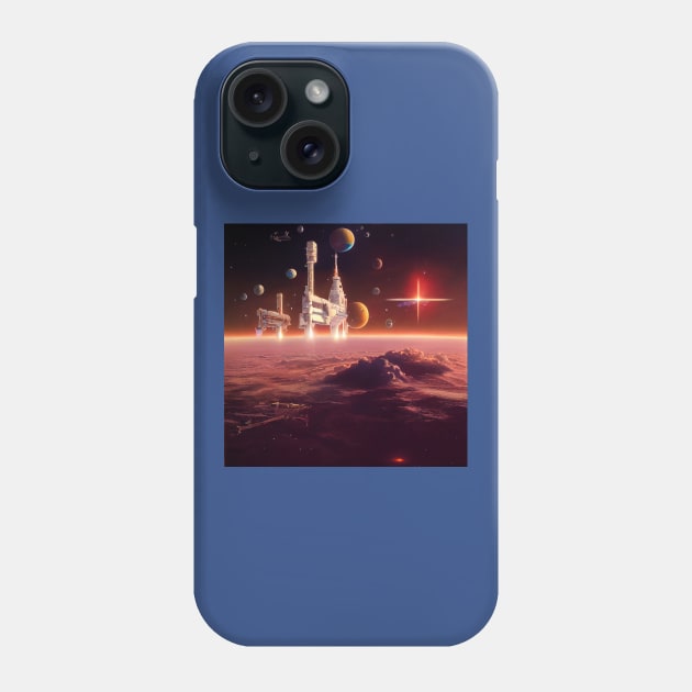 Interplanetary Spaceport Phone Case by Grassroots Green