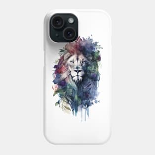 Ornamental Watercolored Lion Floral Mane Phone Case