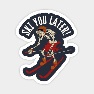 Ski You Later Funny Skeleton Skiing Magnet