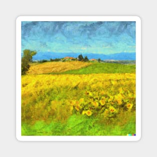 Golden Fields Painting Van Gogh Style Magnet