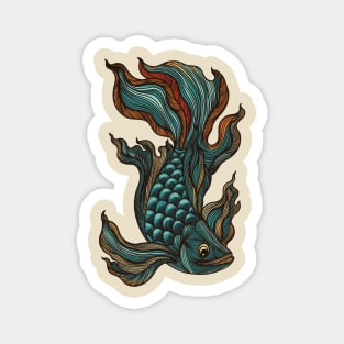 Lined hand drawn betta fish. Magnet