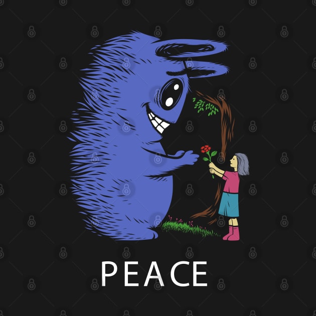 Peace monster doodle flower girl by Mako Design 