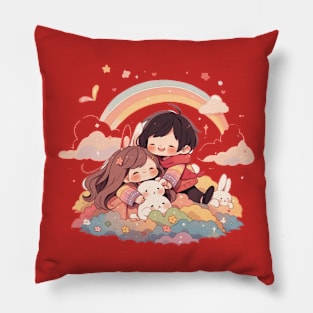 girl and boy Pillow