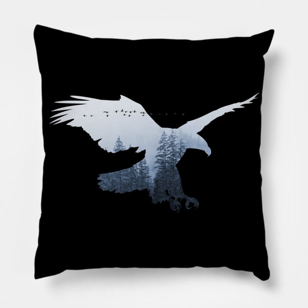 Eagle Animal Forest Wild Nature Free Earth World In Flight Pillow by Cubebox
