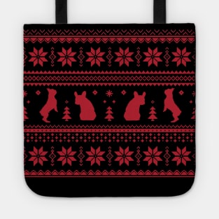 French Bulldog Frenchie, red Christmas sweater Tote