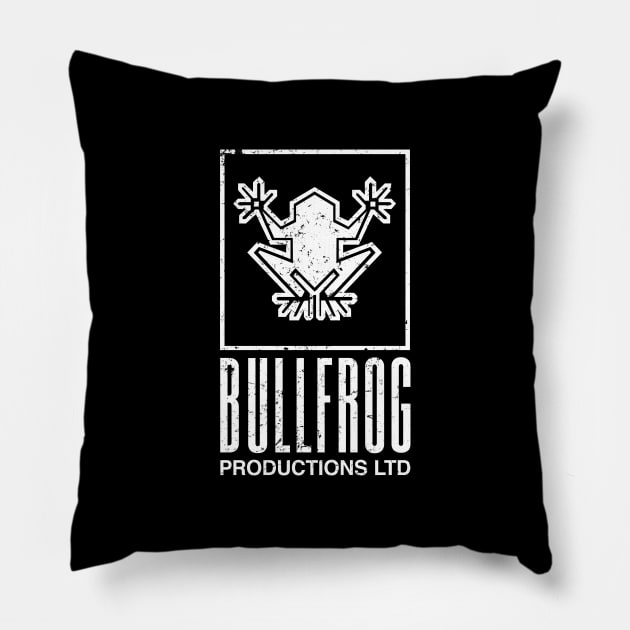 BULLFROG vintage white logo Pillow by FbsArts