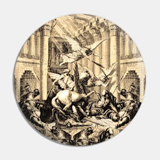 Warrior angels with swords attack soldiers of Rome in the temple Pin