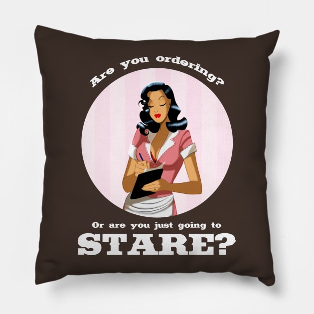 TEMPTING WAITRESS Pillow by DESPOP