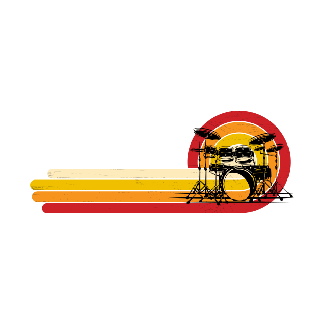 Drummer Drum Kit, Drum Set Retro Design by MarkusShirts