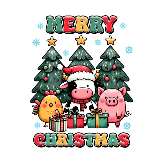 Farm Animals Merry Christmas by Nessanya