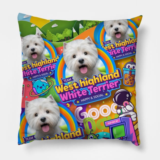 West highland terrier dog v2 Pillow by Puppy & cute