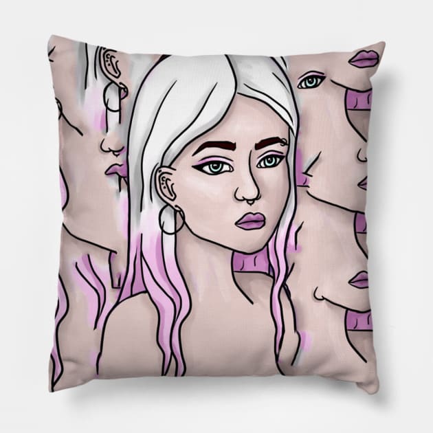 Pink girl Pillow by nirdy