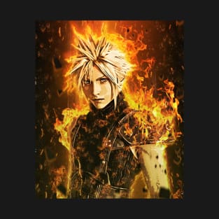 Cloud Strife On Fire T-Shirt