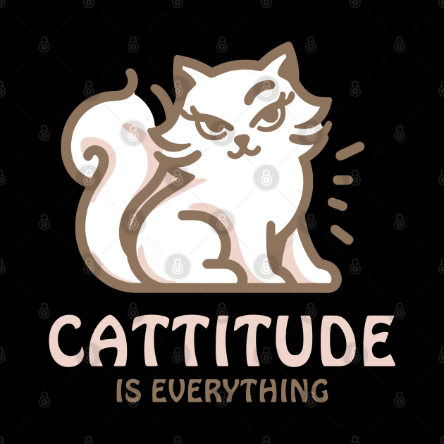 Cattitude Is Everything | Cute Kitty Cat with an attitude | Cat Puns | Attitude Is Everything by Nora Liak
