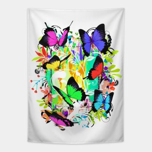 Colorful Papillon - Cute Butterfly - Girlie - Flower Pattern Tapestry