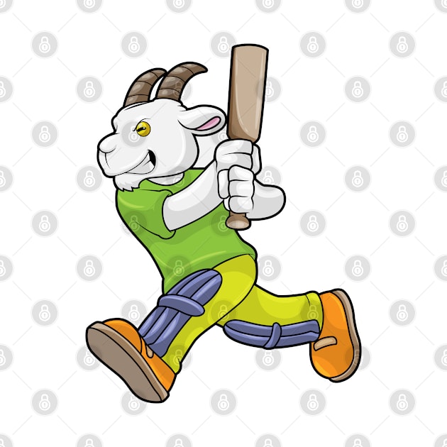 Goat as Batsman with Cricket bat by Markus Schnabel