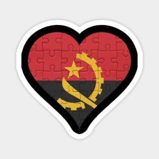 Angolan Jigsaw Puzzle Heart Design - Gift for Angolan With Angola Roots Magnet