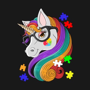 Beautiful Unicorn Glasses Autism Proud T-Shirt