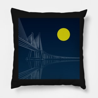 Beautiful bridge and moon Pillow