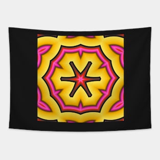 A yellow and pink kaleidoscope Tapestry