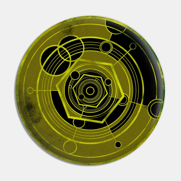 Weathered Clockwork - Yellow (Gallifreyan inspired) Pin by Circulartz