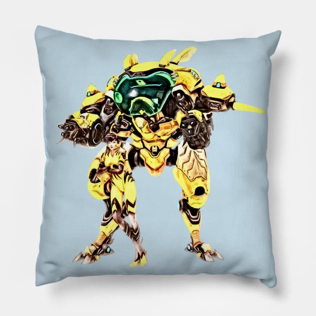 D.Va B.Va Posed, Overwatch Pillow by Green_Shirts