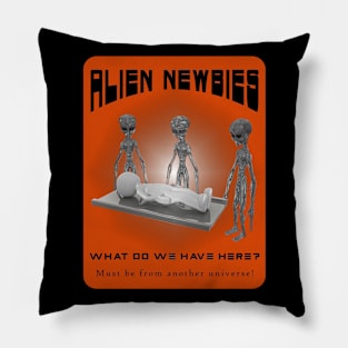 Alien Newbies - Orange and Black Pillow