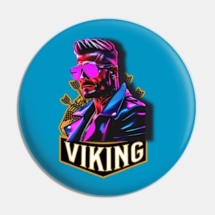 Viking logo style design with cool dude wearing shades and arrows sticking out of him Pin