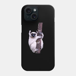 Cute Sifaka Lemur monkey clinging to a tree Phone Case