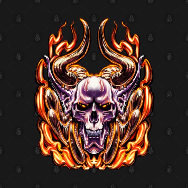 Flaming Demon Skull by Shawnsonart