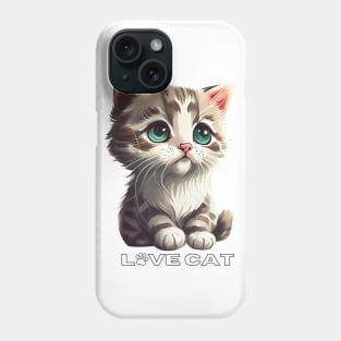 Love Cat, cute cat with tender look Phone Case