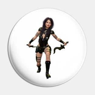 Warrior amazon woman with metal blades Pin