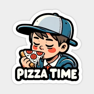 kid eating slice a pizza Magnet