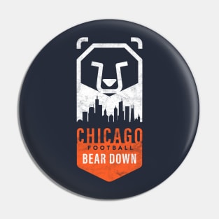 Chicago Football Bear Down, Chi-Town Skyline Pin