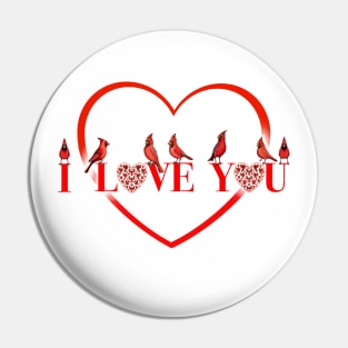 Red Cardinal bird love you Pin