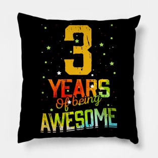 3th Anniversary Gift Vintage Retro 03 Years Of Being Awesome Gifts Funny 3 Years Birthday Girl Boys Kids Pillow