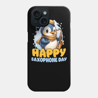 Happy Saxophone Day - Cute Penugin Phone Case