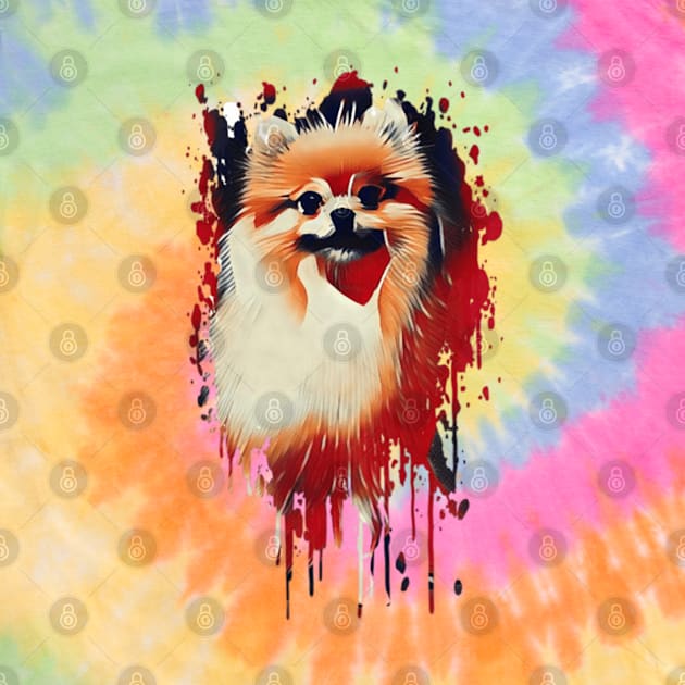 Pomeranian dog Tie Dye art design by BostonBulldog