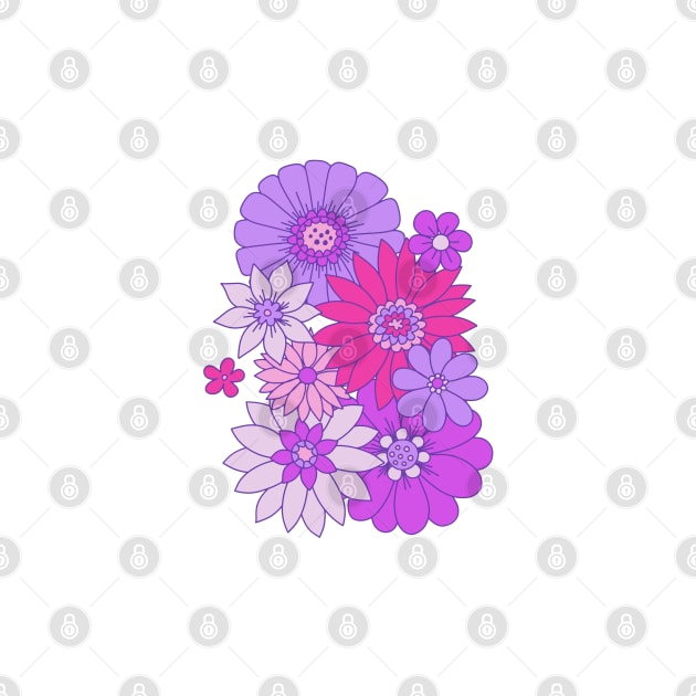 Retro Daisy Floral - Purple Dreams by latheandquill