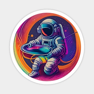 Retro Astronaut in Space Magnet