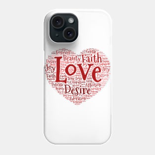 Red Heart Love Word Cloud Original Art Phone Case