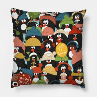 Funny Penguins Christmas Party Pillow