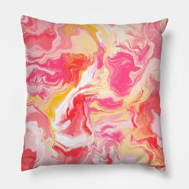 Summer Marbled Liquid Art Pillow by NicSquirrell