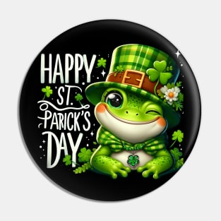 St Patricks Day Frog Face Saint Pattys Paddys Men Women Kids Pin